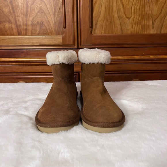 NWOB Michael Kors Brown Boots Size 7 M Signature MK Logo Leather Winter Fur Boot - Picture 11 of 11